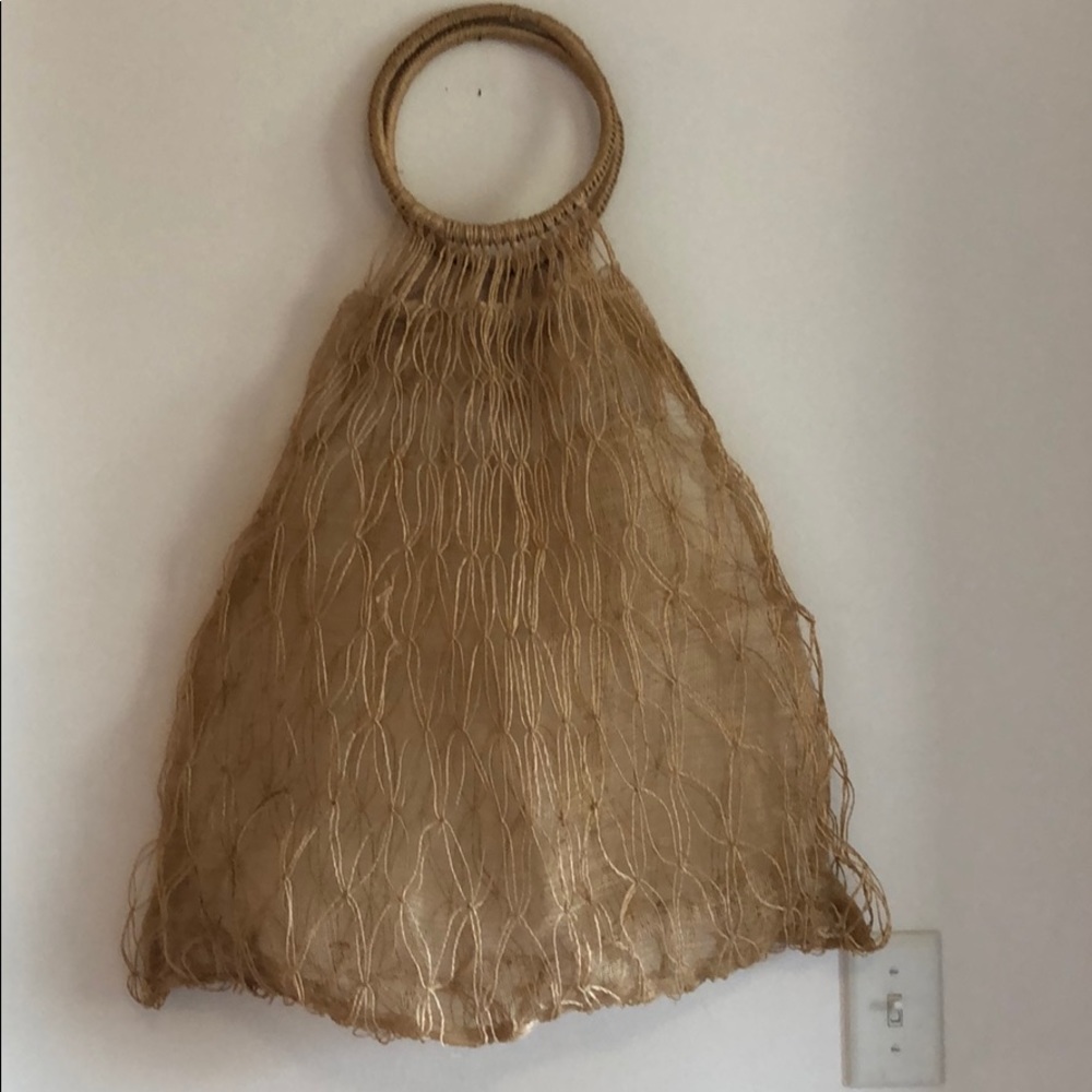 1970s vintage hang made twine tote